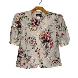 VINTAGE NWT Alison J. Floral Prairie Cottage Core blouse size 8 Made in the USA